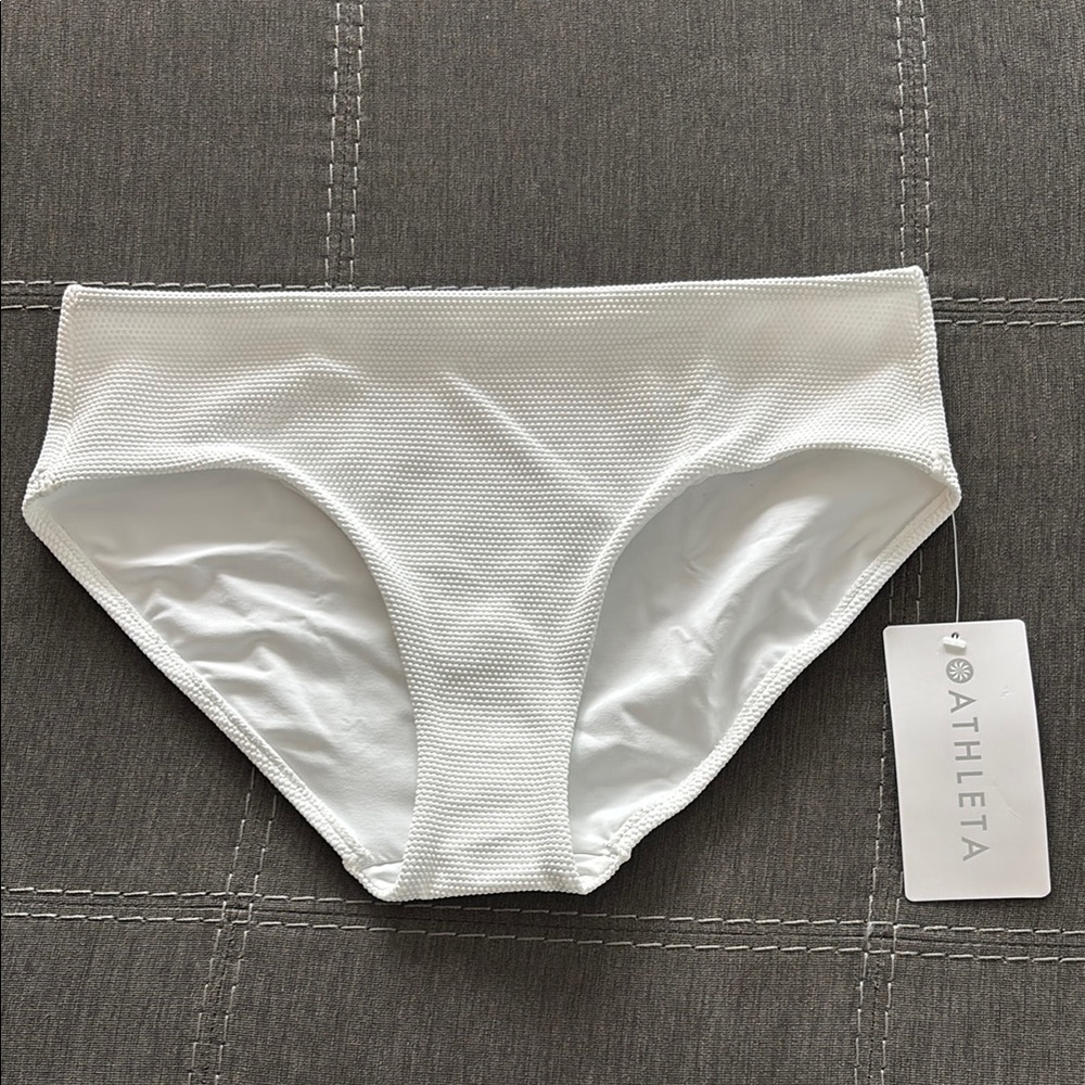 Athleta Clean Full Pique White Bikini Bottoms